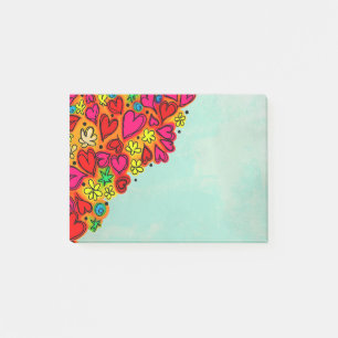 Post-it® Coeurs et fleurs de doodle à main mignonne