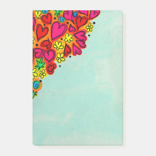 Post-it® Coeurs et fleurs de doodle à main mignonne