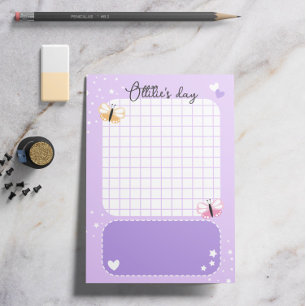 Post-it® Cœurs Étoiles Papillons Mignons Violets Ajouter No