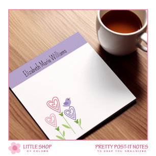 Post-it® Cœurs floraux violets personnalisés