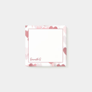 Post-it® Coeurs pastel rouge rose vif personnalisés