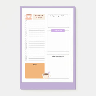 Post-it® coffee mug accent to do list with lilac background