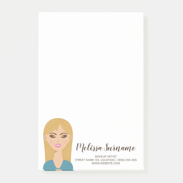 Post-it® Coiffeuse blonde avec maquillage Artiste maquillag (Devant)