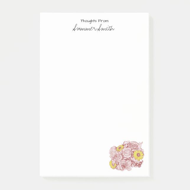 Post-it® Coin droit Terra Cotta Bouquet délimité personnali (Devant)