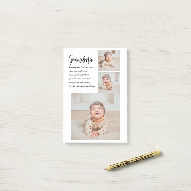 Post-it® Collage Photo & Meilleure grand-mère Jamais Meille (Sur un bureau)