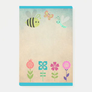 Post-it® Collection Whimsical joyeuse de fleurs et de bogue