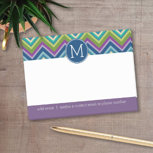 Post-it® Coloré Chevron Motif Personnalisé Monogramme