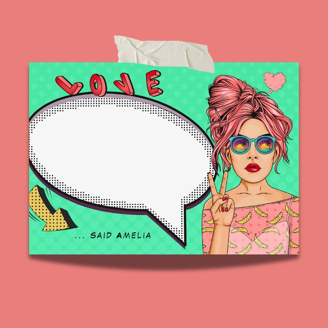 Post-it® Comic Girl Pop Art Discours Cool de bulle Personna (Créateur téléchargé)