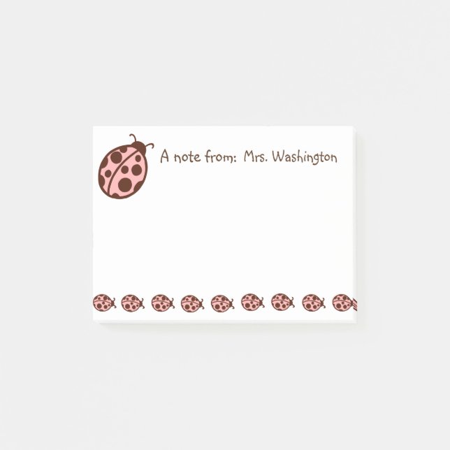 Post-it® Commentaires personnalisés Pink Brown Ladybugs Pos (Devant)