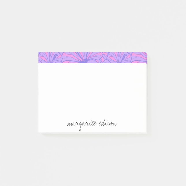 Post-it® Conception de fleurs rose et violet (Devant)