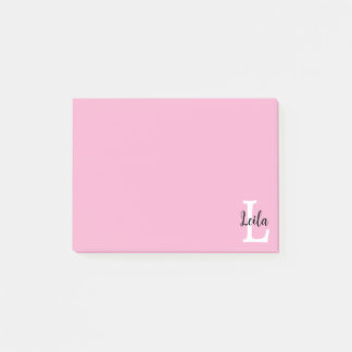 Post-it® Conception de nom personnalisé en monogramme rose