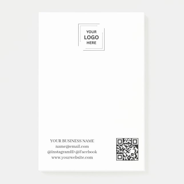 Post-it® Conception de note de branding QR blanc minimal (Devant)