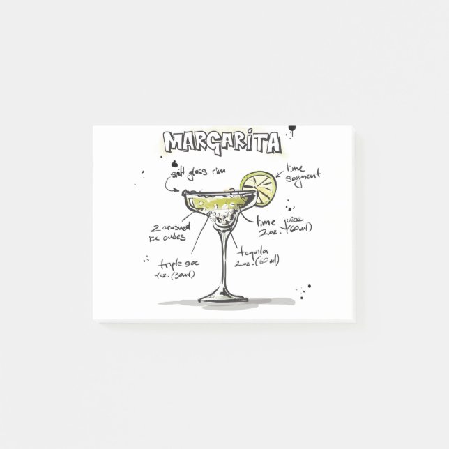 Post-it® Conception de recette de boissons de margarita (Devant)