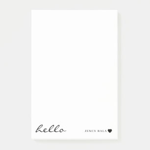 Post-it® Conception minimale de cœur blanc Hello