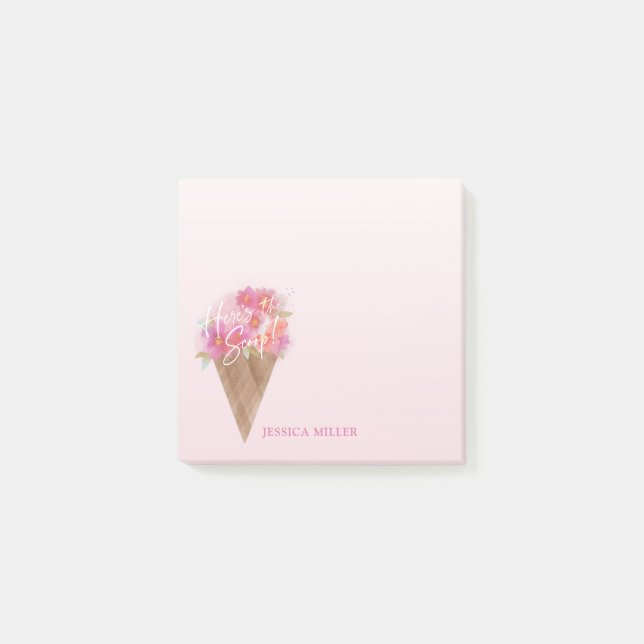 Post-it® Cône de crème glacée florale Voici le Scoop (Devant)
