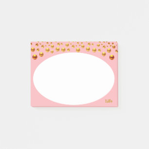 Post-it® Confettis dorés sur fond rose