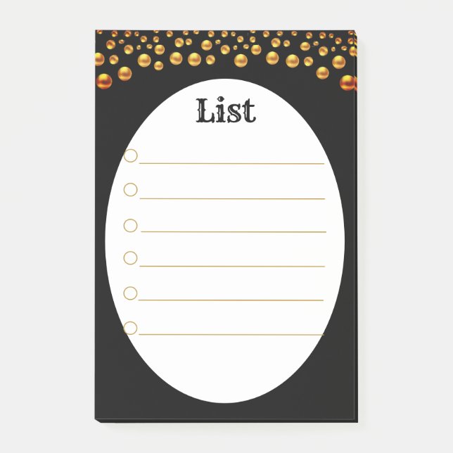 Post-it® Confettis dorés sur Post_It Notes noires et blanch (Devant)