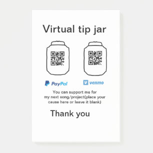 Post-it® Conseil virtuel jar q r code argent don PayPal ven