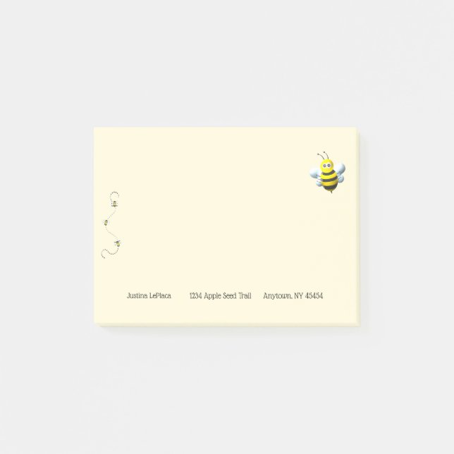 Post-it® Cool Abeille Avec Texte Personnalisé (Devant)