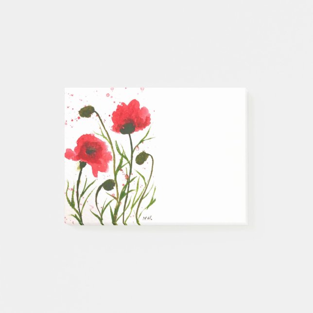 Post-it® Coquelicots rouges fleurs aquarelle post-it chic r (Devant)