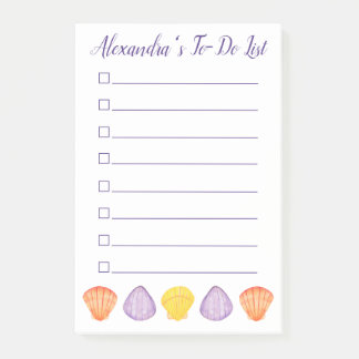Post-it® Coquillages d'aquarelle avec liste de noms