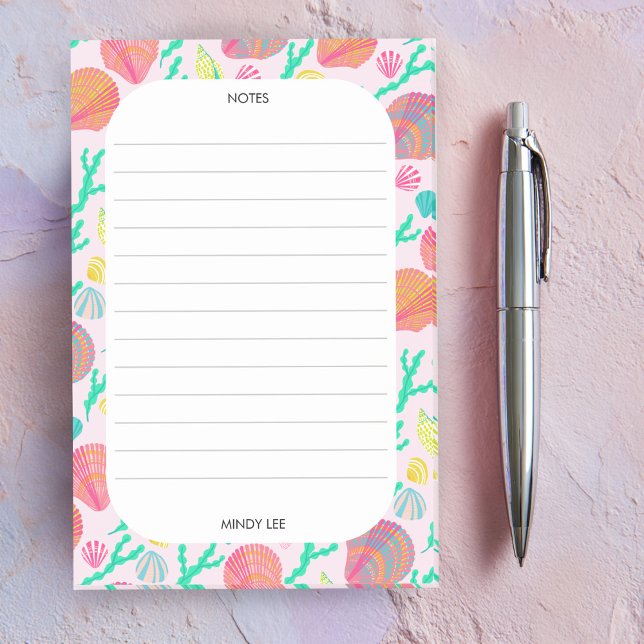 Post-it® Coquillages PERSONNALISÉS Bordure Mer Épicerie Sho (CUSTOM Seashells Border Sea Grocery Shopping To-Do Post-it Notes
)