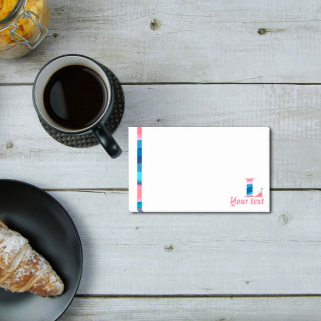 Post-it® Corail bleu monogramme lettre L notes (Créateur téléchargé)