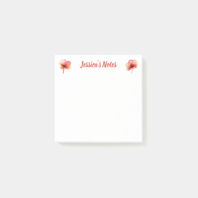 Post-it® Coral Orange Floral contemporain (Devant)