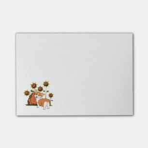Post-it® Corgi de Gallois avec des tournesols