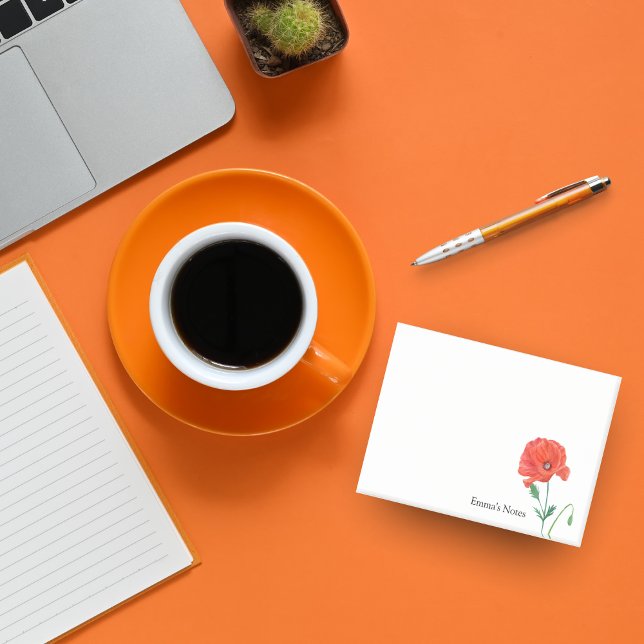 Post-it® Couleur d'eau Red Common Poppy personnalisée (Créateur téléchargé)