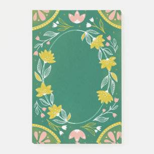 Post-it® Couleur florale vert mignonne. La verdure botaniqu