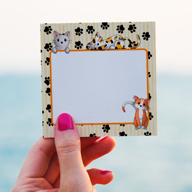 Post-it® Couleur jaune avec pattes chatons mignons 3" x 3" (Créateur téléchargé)