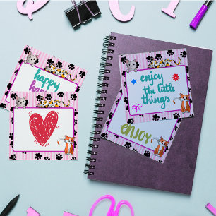 Post-it® Couleur rose avec pattes chatons mignons 3" x 3" p
