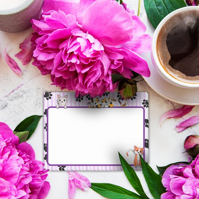 Post-it® Couleur violette avec pattes chatons mignons 4" x  (Créateur téléchargé)