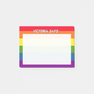 Post-it® Couleurs arc-en-ciel avec texte personnalisé