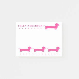 Post-it® Couleurs et textes personnalisés roses Dachshund