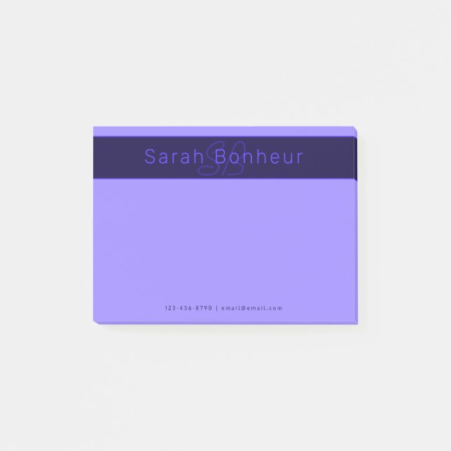Post-it® Couleurs violettes profondes modernes | Nom et mon (Devant)