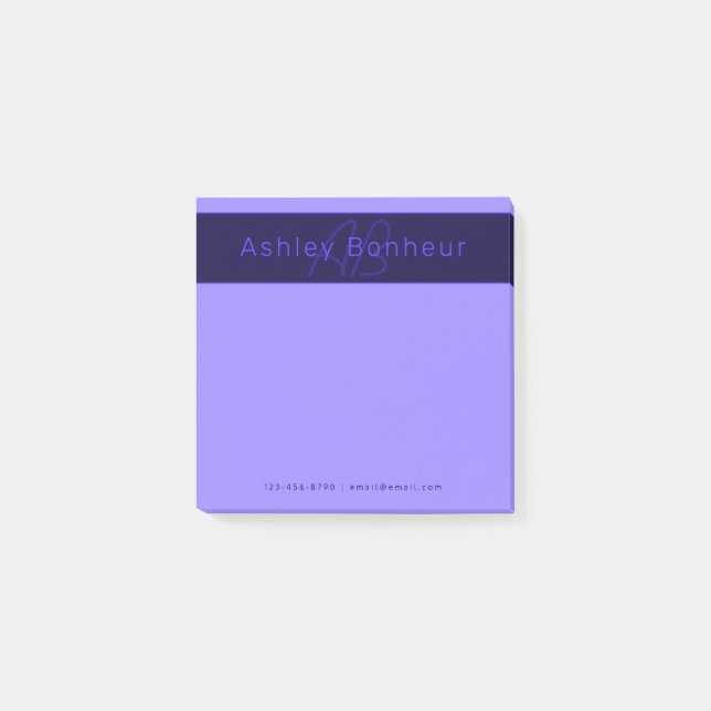 Post-it® Couleurs violettes profondes modernes | Nom et mon (Devant)