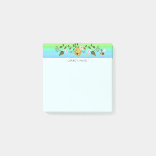 Post-it® Coupe de nid d'abeille mignonne Nom personnalisé