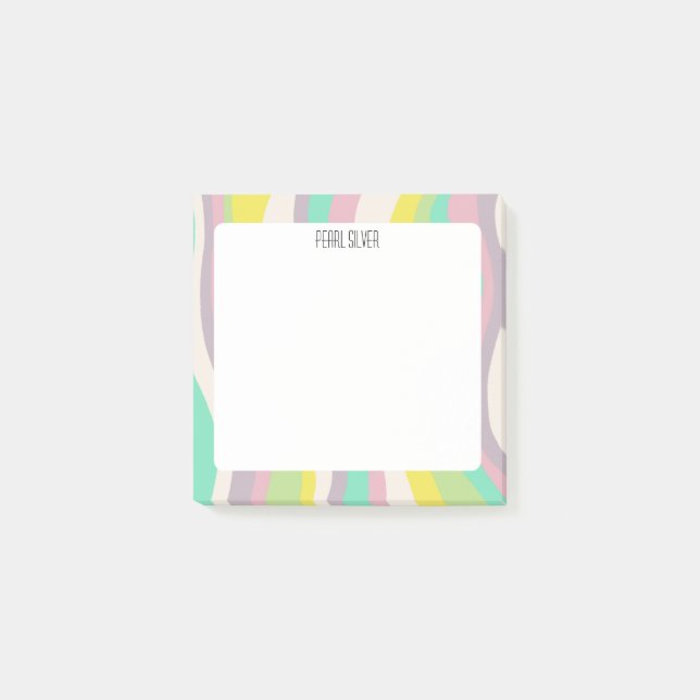 Post-it® Courbes Pastel Personnalisé Chic Monogramme Person (Devant)