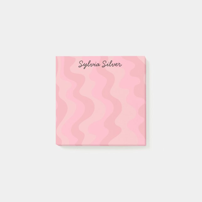Post-it® Courbes rose pâle sur mesure Chic Monogramme perso (Devant)