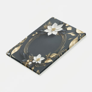 Post-it® Couronne florale élégante noire, blanche et dorée