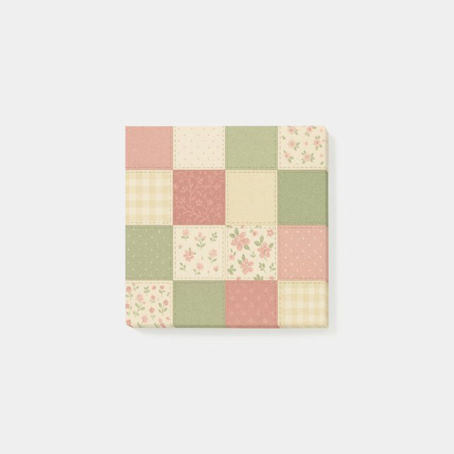 Post-it® Courtepoint Patchwork Vert Rose Fleurie Maison de  (Devant)