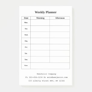 Post-it® Coutume hebdomadaire des textes d'adresse de nom