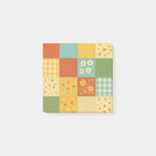 Post-it® Couvre-lit Patchwork Jaune Fleurs Maison de Campag