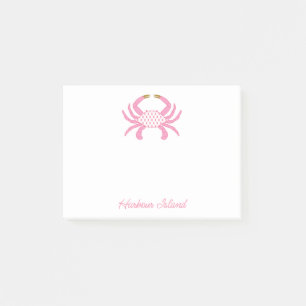 Post-it® Crabe Rose Custom Chic   Notes Autocollantes Côtiè
