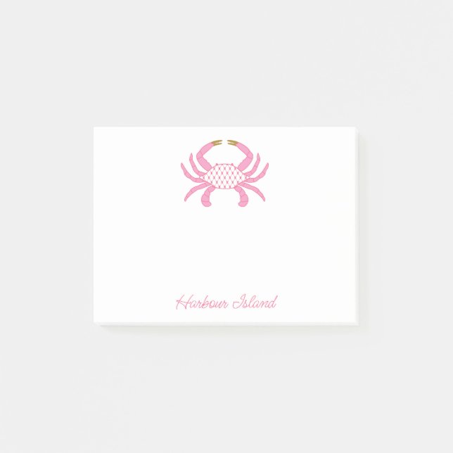Post-it® Crabe Rose Custom Chic | Notes Autocollantes Côtiè (Devant)