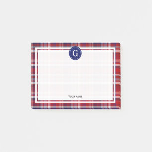 Post-it® Cranberry Red Navy Blue Wt Madras Plaid 1IR encadr
