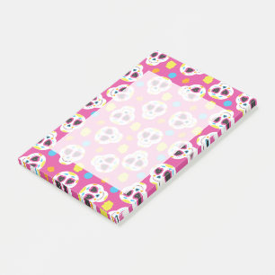 Post-it® Crânes de sucre jolies et mignonnes sur rose