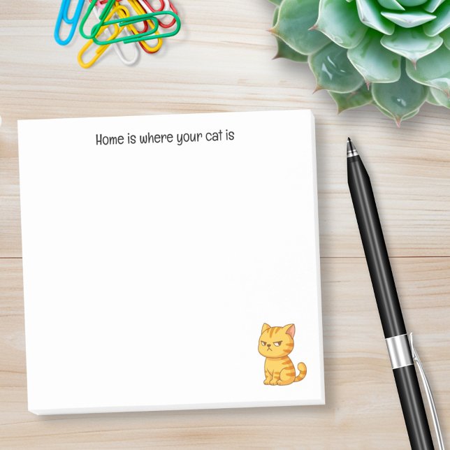 Post-it® Cranky Orange Tabby Cat Custom Text (Créateur téléchargé)